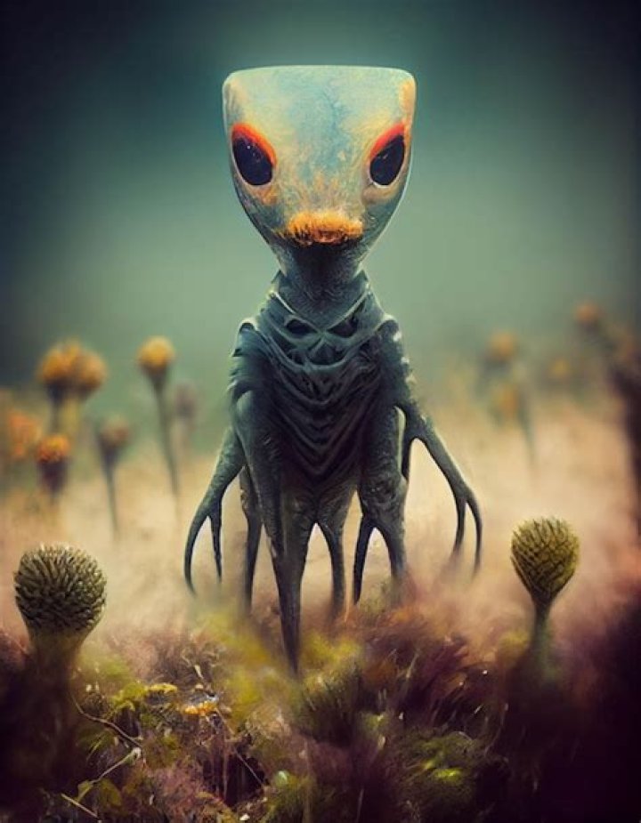 A strange alien worm-like creature held in the hands of a doctor wearing gloves.